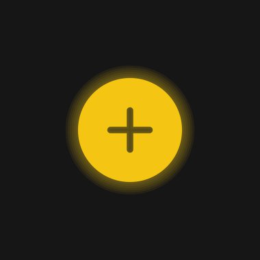 Siyah Dairesel Düğme Sarı parlak neon simgesi ekle