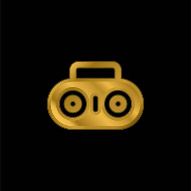Boombox altın kaplama metalik simge veya logo vektörü