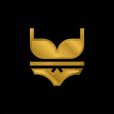 Bikini altın kaplama metalik simge veya logo vektörü