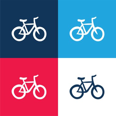 Bisiklet Elleri Ekolojik Taşımacılık Mavi ve Kırmızı Dört Renk Minimum Simgesi