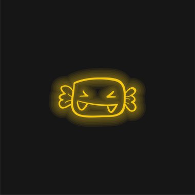 Canlı Cadılar Bayramı Şekeri Dişleri sarı parlak neon ikonlu