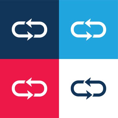 Arrow Loop blue and red four color minimal icon set clipart