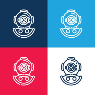 Aqualung mavi ve kırmızı dört renk en küçük simge kümesi