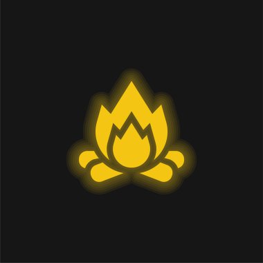 Şenlik ateşi sarı parlak neon simgesi