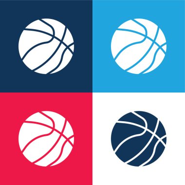 Basketbol mavisi ve kırmızı dört renk minimal simge seti