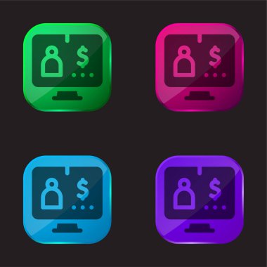 Bank Account four color glass button icon clipart