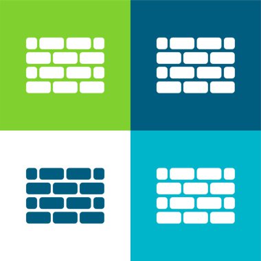 Brick Wall Flat four color minimal icon set clipart