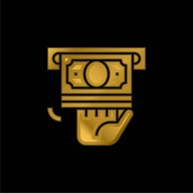 ATM altın kaplama metalik simge veya logo vektörü