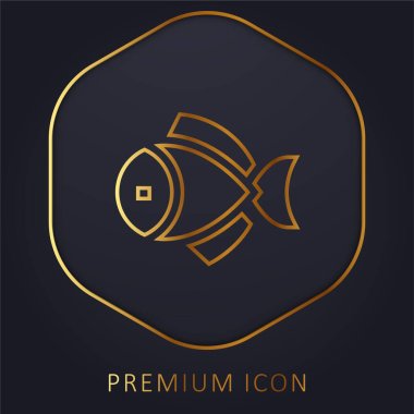 Big Fish golden line premium logo or icon clipart