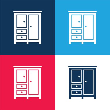 Bedroom Black Closed Closet For Clothes blue and red four color minimal icon set clipart
