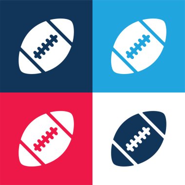 Amerikan Futbolu mavi ve kırmızı dört renk minimal simgesi