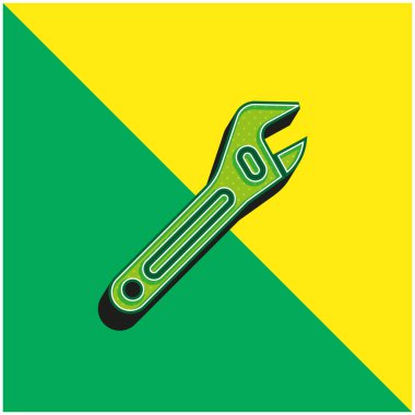 Adjustable Spanner Green and yellow modern 3d vector icon logo clipart