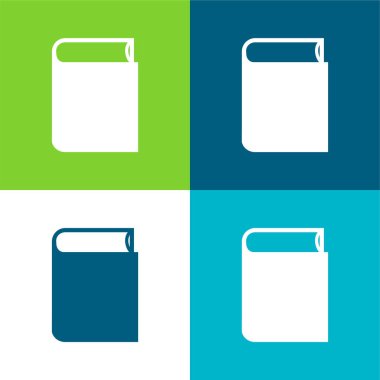 Kitap Kapalı Siyah Nesne Düz 4 renk simgesi seti