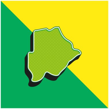 Botswana Yeşil ve Sarı 3D vektör simgesi logosu