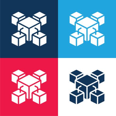 Blokzincir mavi ve kırmızı dört renk en küçük simge kümesi