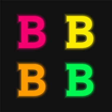Dört renkli parlak neon vektör simgesi