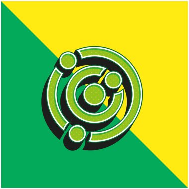 Atom Yeşil ve Sarı modern 3D vektör simgesi logosu