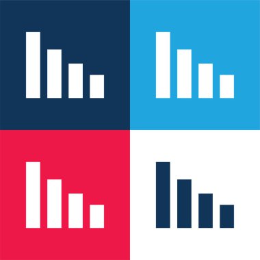 Çizelge mavi ve kırmızı dört renk minimal simge kümesi
