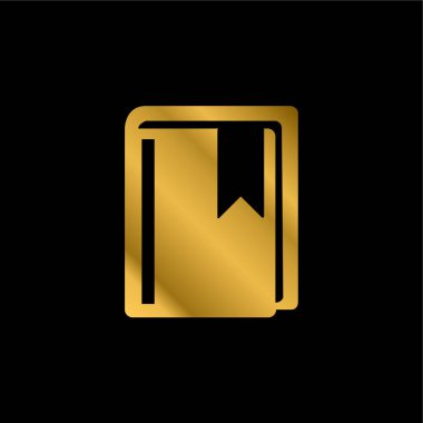 Yer imi altın kaplamalı metalik simge ya da logo vektörlü kitap