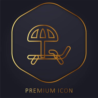 Beach Chair golden line premium logo or icon clipart