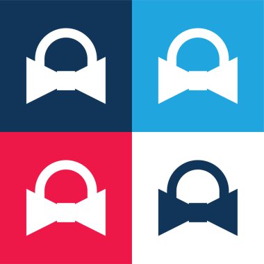 Papyon mavi ve kırmızı dört renk minimal simge seti