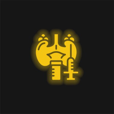 Adrenal Gland yellow glowing neon icon clipart
