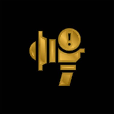 Altın kaplama metalik simge veya logo vektörünü uyar