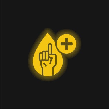 Blood Test yellow glowing neon icon clipart