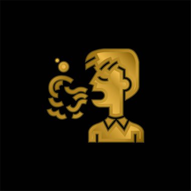 Bad Breath gold plated metalic icon or logo vector clipart