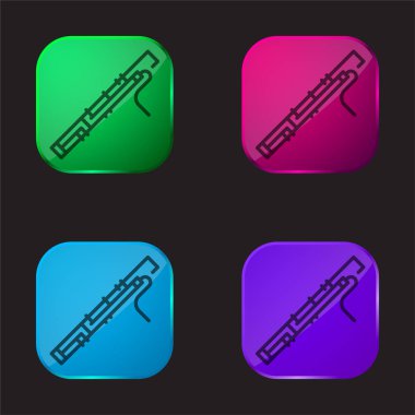 Bassoon four color glass button icon clipart