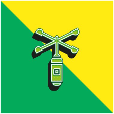 Anemometre Yeşil ve sarı modern 3d vektör simgesi logosu