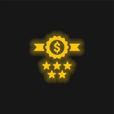 Rozet sarı parlak neon simgesi