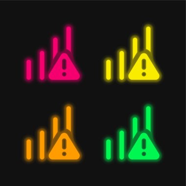 Dört renk parlayan neon vektör simgesini uyar