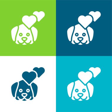 Hayvan Terapisi Düz 4 renk simgesi seti