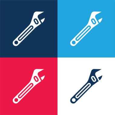 Adjustable Spanner blue and red four color minimal icon set clipart