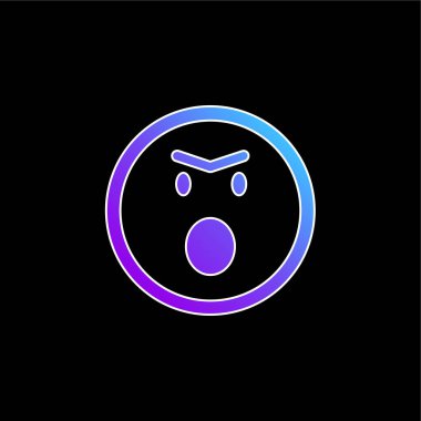 Açılan Ağızlı Öfkeli Duygu Yüzü Yuvarlak Meydan Dış Hattı Mavi Gradyan Vektör Simgesi