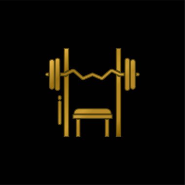 Bench Press altın kaplama metalik simge veya logo vektörü