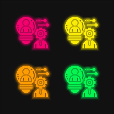 Boosting Potential four color glowing neon vector icon clipart