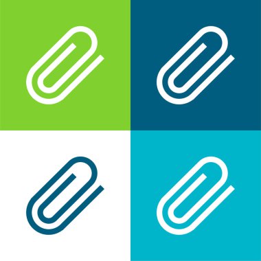 Attach Interface Symbol Of Rotated Paperclip Flat four color minimal icon set clipart