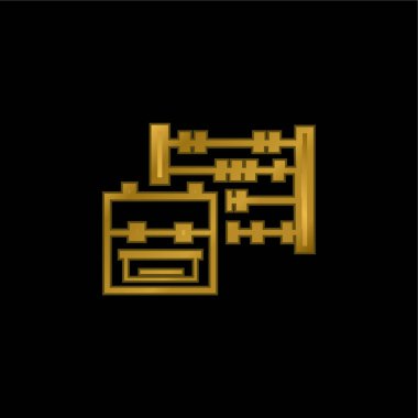 Sırt çantası ve Abaküs altın kaplama metalik simge veya logo vektörü