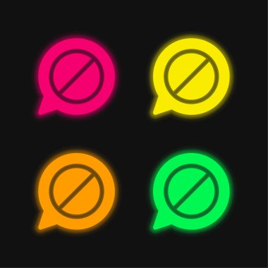 Parlayan dört renk neon vektör simgesini engelle