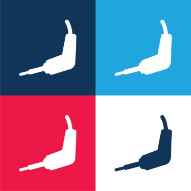 Ses Ekipmanları Bağlayıcı mavi ve kırmızı dört renk minimal simgesi