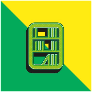 Kütüphanedeki Kitaplar Yeşil ve Sarı 3D vektör simgesi