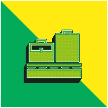 Taşıyıcı Bant Yeşil ve Sarı 3D vektör simgesi üzerindeki bagaj