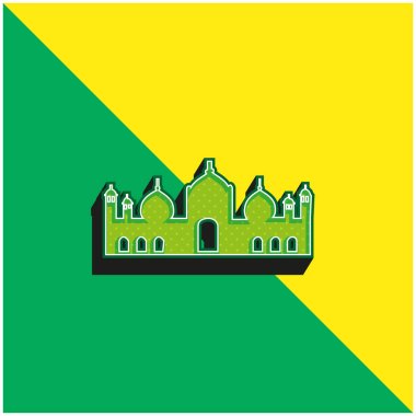 Badshahi Mosque Green and yellow modern 3d vector icon logo clipart