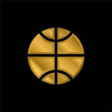 Basketbol topu altın kaplama metalik ikon veya logo vektörü