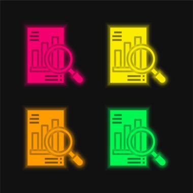 Parlayan dört renk neon vektör simgesini analiz et