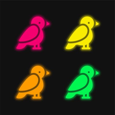 Arctic Tern four color glowing neon vector icon clipart