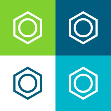 Benzen Düz 4 renk simgesi seti