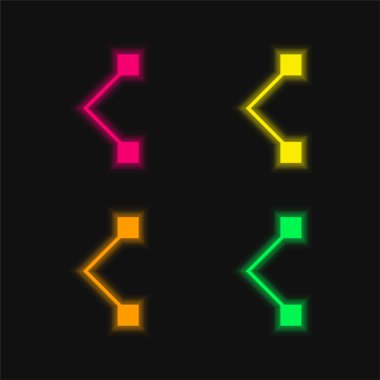 Soyut dört renk parlayan neon vektör simgesi